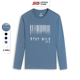 Áo Phông Nam Tay Dài 5S STAY WILD, Chất Liệu 100% Cotton USA, Mềm Mịn, Dễ Chịu, Co Giãn, In Chữ Trẻ Trung