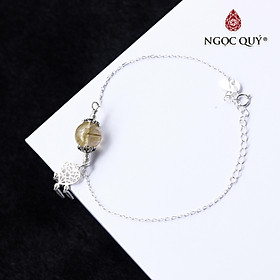 Lắc tay đá thạch anh tóc vàng hạt 10mm phối charm dream catcher hình trái tim - Ngọc Quý Gemstones