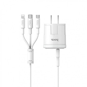 Mua Bộ Củ Sạc 2 Đầu + Dây Cáp 3 Trong 1 Hoco C38 Chính Hãng