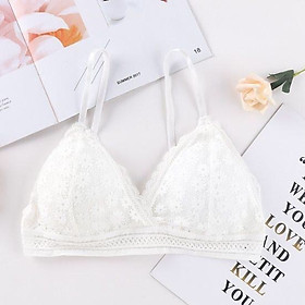 Áo ngực nữ viền Ren hoa khoét Cổ chữ V kiểu Pháp gợi cảm sexy - Áo bralette thoáng mát Không gọng Cúp mỏng nhẹ định hình form ngực