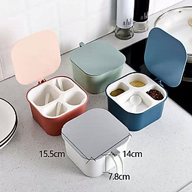 Mua Hộp đựng gia vị 4 ngăn có nắp đậy giao màu ngẫu nhiên