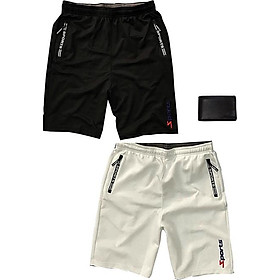 Combo 2 Quần shorts thể thao nam dạng sọt sport đùi chất thun lạnh 4 chiều cao cấp phù hợp tập gym hay mặc nhà màu trắng và đen DUI-P101 (tặng 1 ví)