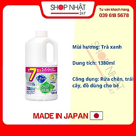 Nước rửa bát Kao 1380ml hương trà xanh nội địa Nhật Bản