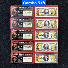 Combo 5 tờ lưu niệm 2 Đô Hình Con Rồng Mạ Vàng 2024 - SP005885