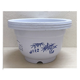 3 Chậu Nhựa Trồng Cây Hoa, Cây Cảnh A240x150 CN - Chậu nhựa giả Sứ hoa Xanh A240x150 CN