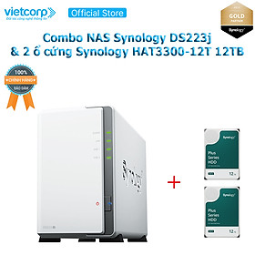 Mua Combo Thiết bị lưu trữ NAS Synology DS223j và 2 ổ cứng HDD cho NAS Synology HAT3300-12T Hàng Chính Hãng