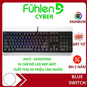 Bàn phím quang cơ Gaming Fuhlen CYBER Led Rainbow 16 chế độ, bảo hành 24 tháng- Hàng chính hãng