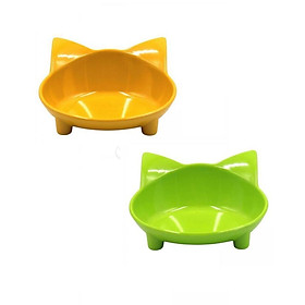2pcs Cute Food Bowl Cat Ears Storage Feeder Dish Utensil for Dog Supplies