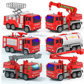 Xe công trình đồ chơi: bộ đồ chơi 6 xe dành cho các bé thích làm thợ sửa chữa, kỹ sư. Chất liệu nhựa 	PP,PE và kim loại an toàn