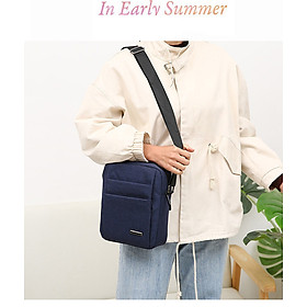 Túi Đeo Chéo Nam Nữ Cao Cấp Nhiều Ngăn Chống Thấm Nước, Túi Đeo Vai Phong Cách Thời Trang Hàn Quốc, Túi Đựng Ipad Điện Thoại Đa Năng - Màu Xanh