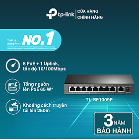 Bộ Chia Tín Hiệu Switch Để Bàn TP-Link TL-SF1009P 9 Cổng 10/100Mbps với 8 Cổng PoE - Hàng Chính Hãng