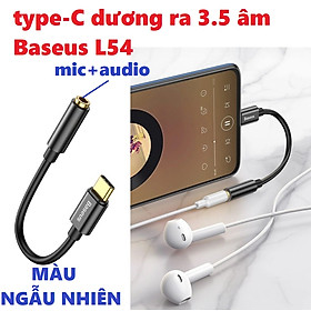 Đầu chuyển Type-C sang 3.5mm hỗ trợ Mic Baseus L54 hoco LS37 MÀU NGẪU NHIÊN - Hàng chính hãng