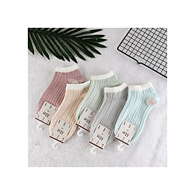 Bộ 5 đôi tất nữ ngắn cổ Pastel - Hàng cao cấp