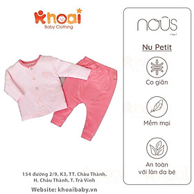 Bộ cài thẳng dài Nous hồng - Chất liệu Nu Petit 95% cotton thiên nhiên