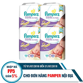 Combo 4 Tã Dán Pampers Sơ Sinh Nội Địa Nhật Bản Gói Cực Đại NB66 (66 Miếng / Gói)