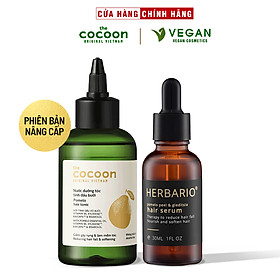 Bộ serum tóc bồ kết, vỏ bưởi Herbario 30ml + Nước dưỡng tóc tinh dầu bưởi Pomelo Cocoon 140ml