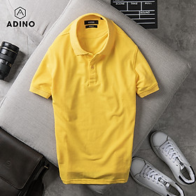 Hình ảnh Áo polo nam ADINO màu vàng vải cotton co giãn thiết kế basic trẻ trung PL43