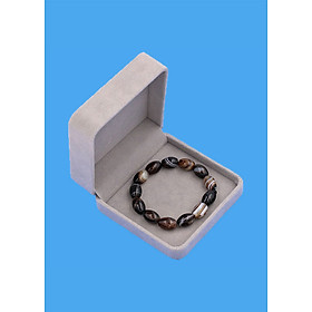 Vòng chuỗi đeo tay Lu Thống Mã Não Nâu Sọc Oval - hợp mệnh Kim, mệnh Thổ