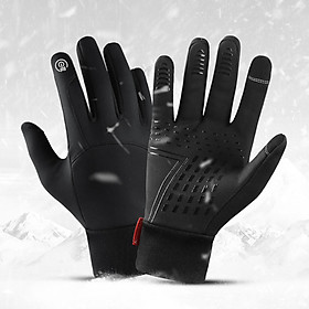 Winter Men Women Cycling Gloves Waterproof Windproof Fleece Lining Touchscreen Anti-Slip Full-Finger Bicycle Skiing