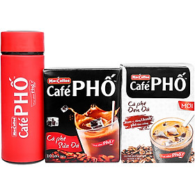 Combo Caphe Phố Sữa Đá 240g+ Caphe Phố Đen Đá MACCOFFEE 160g - Tặng Bình Giữ Nhiệt Cao Cấp Màu Ngẫu Nhiên