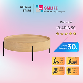 Mua Bàn sofa tròn gỗ sồi sang trọng SMLIFE Claris 5C | D99 1 x R99 1 x C35 6cm | gỗ Cao Su và Veneer Sồi