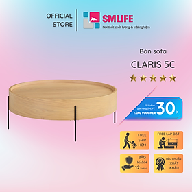 Hình ảnh Bàn sofa tròn gỗ sồi sang trọng SMLIFE Claris 5C | D99,1 x R99,1 x C35,6cm | gỗ Cao Su và Veneer Sồi