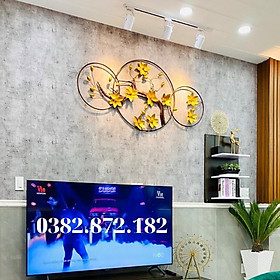Tranh Sắt Trang Trí Nghệ Thuật Decor Phong Cách Mới Họa Tiết Mai Vàng Đón Xuân -Tranh Treo Tường Đẹp