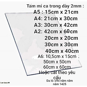 Tấm mica cắt theo yêu cầu nhiều kích thước. Mi ca trong suốt dày 2mm