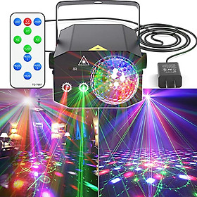 Đèn laser ánh sáng laze cảm biến âm thanh - Kết hợp Đèn LED xoay 7 màu dùng trang trí vũ trường, phòng karaoke