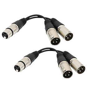 2x Audio Mic Cable Patch Cord- XLR 1x Female to XLR 2x Male Microphone Cable Splitter Connector