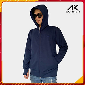 Áo khoác nam chống nắng AK Corner vải Cotton da cá 4 chiều thoáng mát, chất vải dày dặn mềm mịn, ngăn chặn tia UV bảo vệ cơ thể - Xanh đen - XXL
