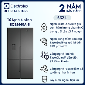 Mua Tủ lạnh 4 cánh Electrolux 562L UltimateTaste 700 - Đen nhám  Ngăn đông mềm cao cấp  Lấy nước ngoài tiện lợi  Hàng chính hãng 