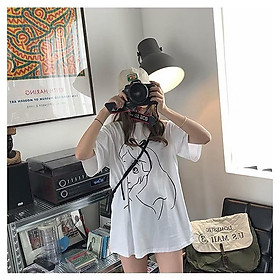 Áo pull/ Áo phông dáng dài Oversize hình Alice cho nữ