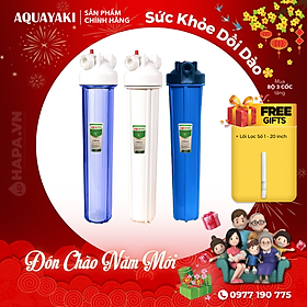 Bộ 1 Cốc 20 inch AQUAYAKI Cao Cấp Kèm Lõi, Bộ Tiền Xử Lý Nước, Tiền Lọc, Nước Sạch Tiêu Chuẩn Nước Sinh Hoạt - Hàng Chính Hãng