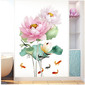 Mua Decal dán tường Hoa sen 10 trang trí nhà cửa sang trọng sáng tạo (95 x 60 cm)