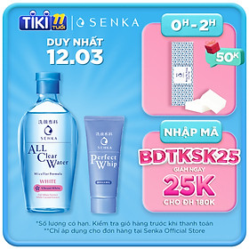 Bộ đôi làm sạch ẩm mịn và dưỡng trắng (Nước tẩy trang Micellar Trắng Da 230ml + SRM Tạo Bọt Senka Perfect Whip 50g)