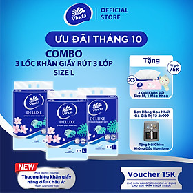 Khăn giấy rút cao cấp Vinda Deluxe 3 lớp 110 tờ size L (4 Gói)