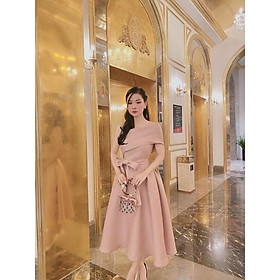 Đầm dự tiệc lệch vai cột nơ eo TRIPBLE T DRESS - size M/L - MS271V