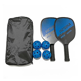 Set 2 Vợt Chơi Bóng Pickleball Siêu Nhẹ Và Nhanh Chóng Kèm Túi Đựng 4 Quả Bóng Kesika - Xanh