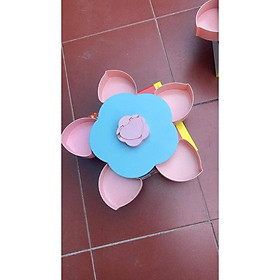 Khay đựng mứt bánh kẹo tết 2 tầng 10 cánh xoay 360 độ trưng bày bánh kẹo tết