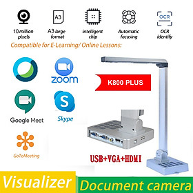 Mua Máy Chiếu Vật Thể Scan Tài Liệu Màu Tốc Độ Cao K800 Plus Hỗ Trợ Kết Nối VGA - HDMI - USB - AV Độ Phân Giải 10MP. A3/A4/A5 Document Camera Image Scanner Direct Connect Visualizer Ultra Zoom Google Meet For Office And Classroom