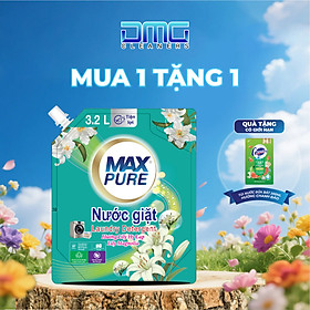 MUA 1 TẶNG 1: Túi nước giặt Maxpure Hương Lily Hy Lạp 3,2L TẶNG kèm 1 Túi nước rửa chén Chanh Đào 200ml
