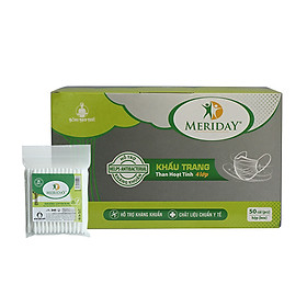Khẩu trang Bông Bạch Tuyết Than Hoạt Tính + Kèm Quà Tặng (Gói tăm bông Meriday 40 que/gói)