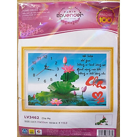 Mua Tranh thêu chữ thập đồng hồ hoa sen LV3462 - 70 x 50 cm - chưa thêu
