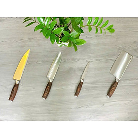 Mua  Hàng chính hãng  Bộ Dao 4 Món OLIVO STEVE – Vật Liệu Cao Cấp – Chuôi Gỗ Hồng – Thiết Kế Công Thái Học – Lưỡi Dao Sắc Bén