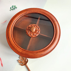 Mua Hộp Khay Đựng Bánh Mứt Kẹo Ngày Tết Gỗ Hương có Đế Xoay đường kính 29cm