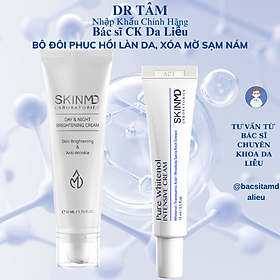 Combo mờ nám chuyên sâu SKINMD DAY & NIGHT BRIGHTENING CREAM 50g và SKINMD