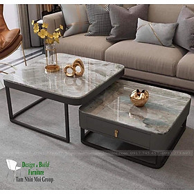 Mua Bàn trà  bàn sofa mặt đá  chân bàn sắt sơn tĩnh điện tầm nhìn mới MS003
