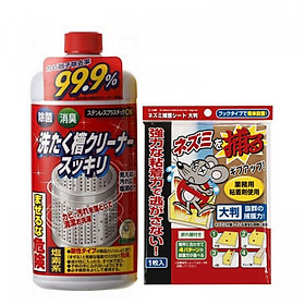 Combo Nước tẩy vệ sinh lồng máy giặt Rocket + Miếng dán bẫy chuột nội địa Nhật Bản