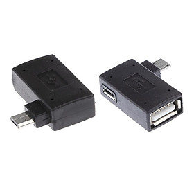 2Pcs 90 degree Angle Micro USB 2.0 OTG Host Adapter  with USB Power
